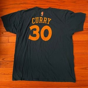 Steph Curry Adidas Blue and Yellow Warriors Shirt XL
